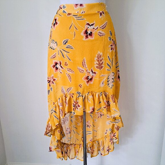 Blashe Women Hi/Low Floral Lining Skirt Size L Orange Multicolor New without Tag - Picture 1 of 12